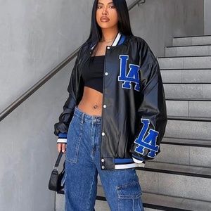 Oversized Black Varsity Jacket